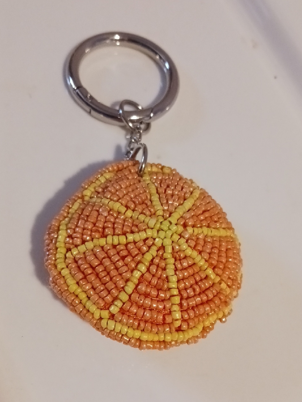 Beautiful! Handmade Orange & Yellow Beaded Keychain/Bag Charm 🍊⚜️🍊⚜️